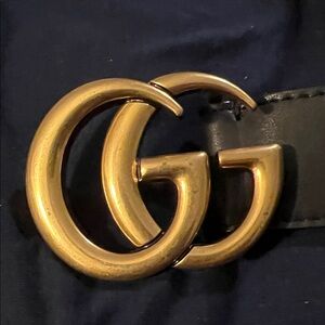 Gucci Black Belt with Gold GG Buckle